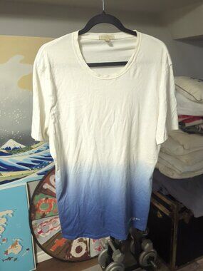 Burberry Brit Slim Fit T Shirt Men’s Size Large Retail For $155 Blue Dip Dye